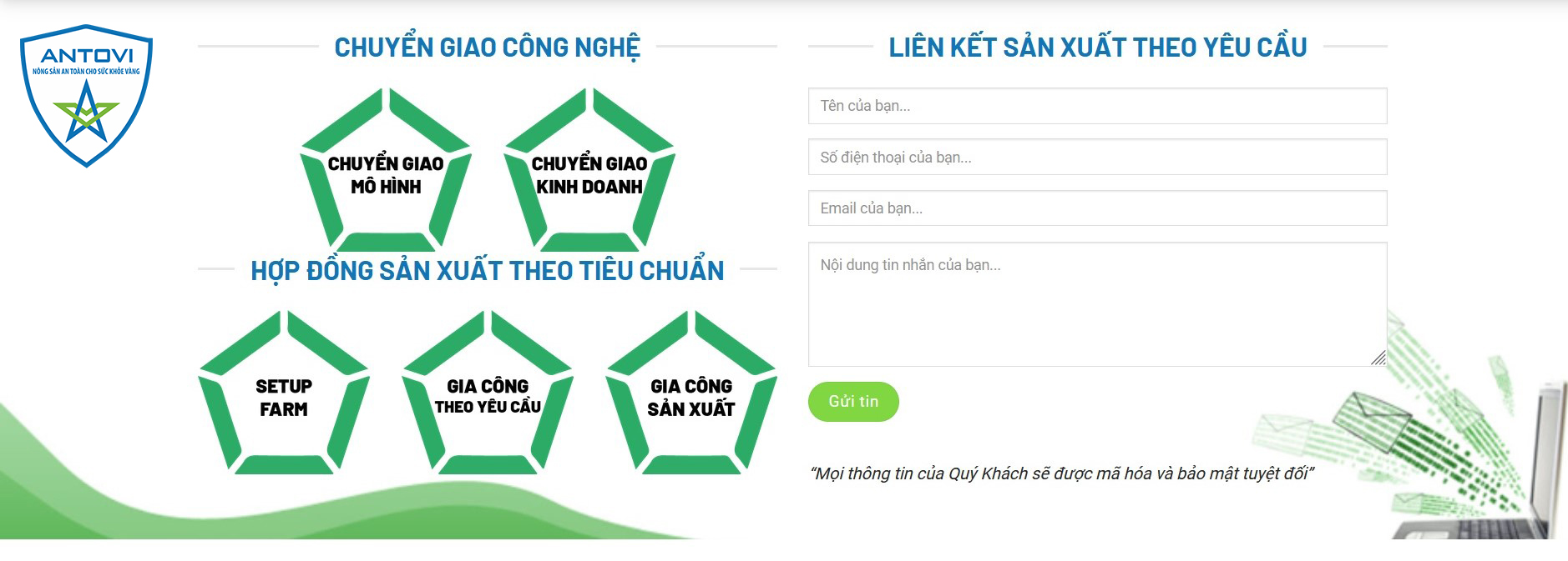 Phiếu thu thập thông tin - Chính sách cam kết bảo mật thông tin Antovi